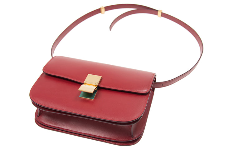 CELINE Classic Bo Calfskin Tofu Bag Small Square Bag Shoulder Bag Crossbody Bag Medium Size Women's Red