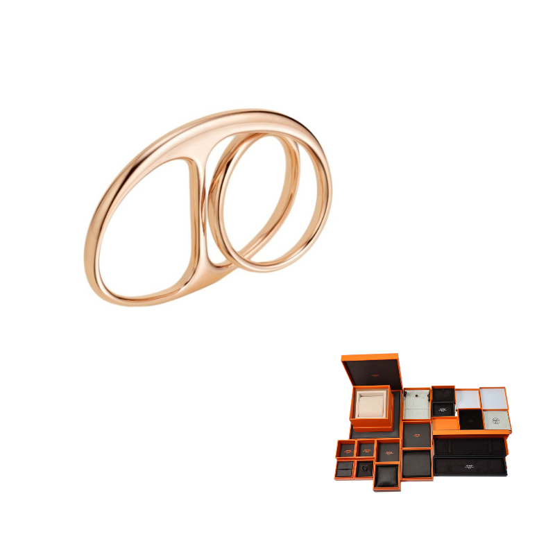 HERMES 18K Rose Gold Rings Unisex Gold