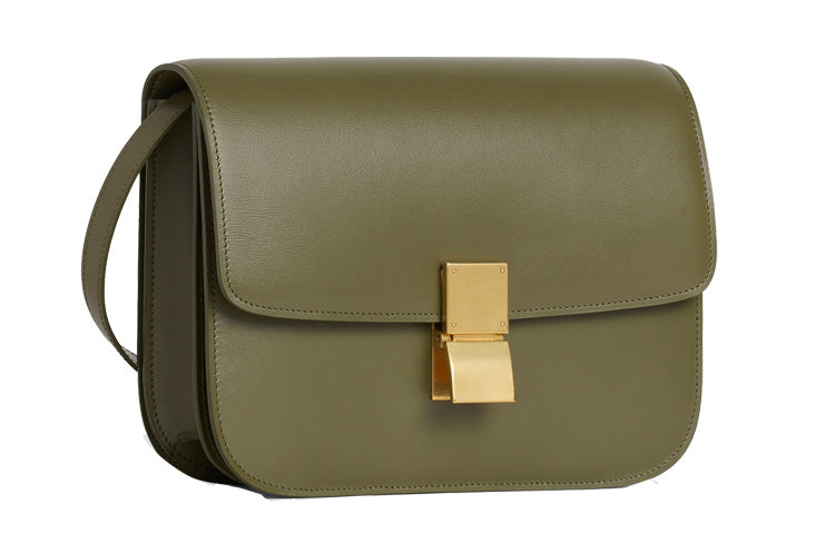 CELINE Classic Bo Polished Cow Leather Handbag, Square Bag, Shoulder Bag, Crossbody Bag Medium Size Women's