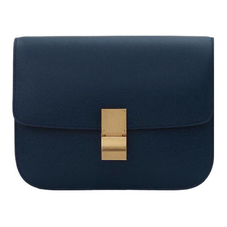 CELINE Classic Bo Calfskin Tofu Bag Block Shoulder Bag Crossbody Bag Medium Size Women's Abyss Blue