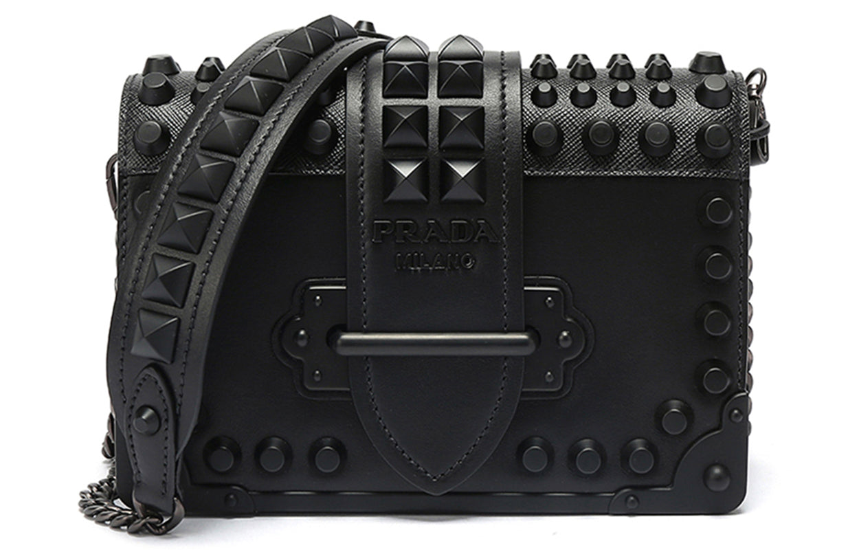 PRADA Cow Leather Crossbody Bag Women's Black