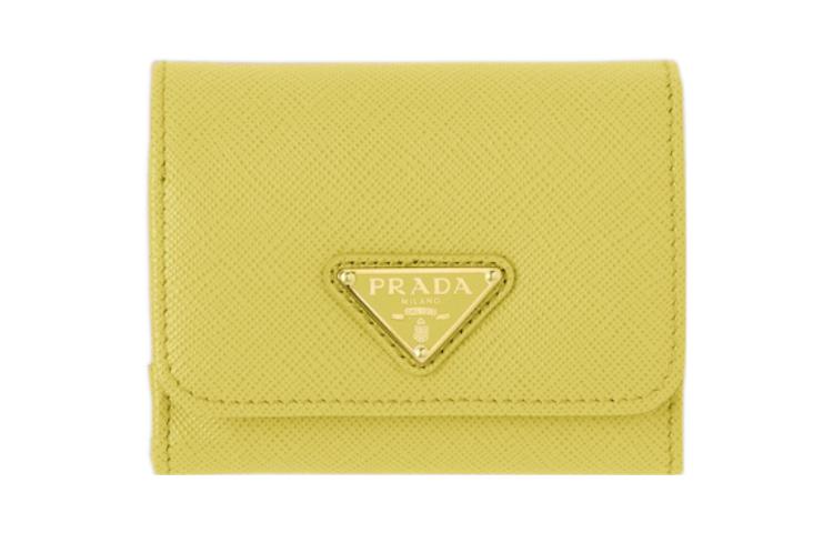 PRADA Cow Leather Wallet Women's Pomelo Yellow
