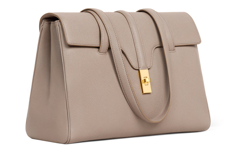 CELINE Cow Leather Handbag, One Shoulder Bag Medium Size Women's Pebble