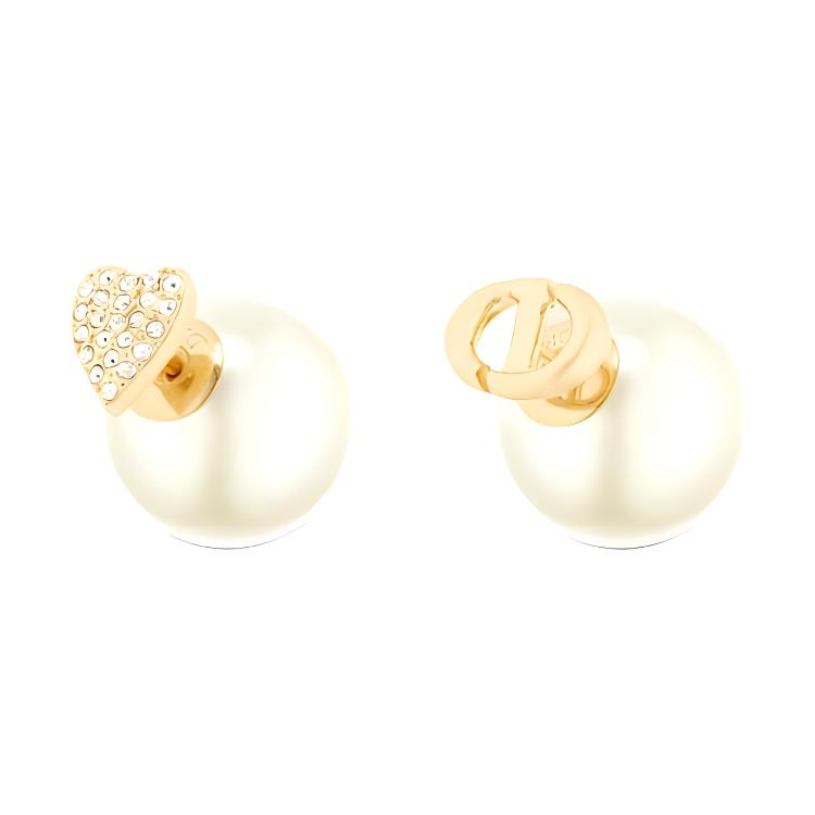 DIOR Resin, Faux Crystal, Metal Earrings Women's Gold