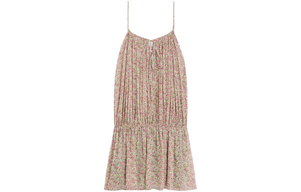 CELINE Gathered Mini Dress In Silk Georgette