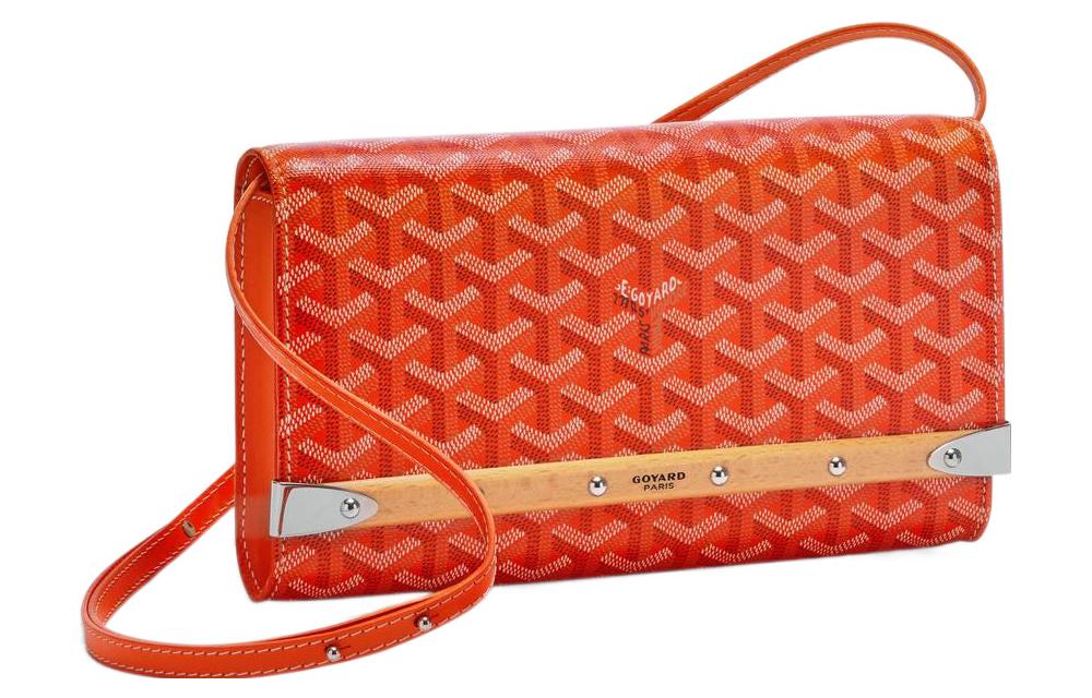 GOYARD MONTE-CARLO Canvas With Leather Clutches Crossbody Bags Small Size Women's Orange