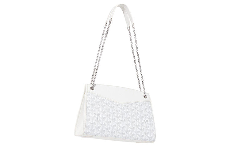 GOYARD Rouette Canvas With Leather Totes Chain Bag Shoulder Bag Women's White