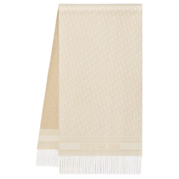 DIOR Viscose Knit Scarves Women's Ecru