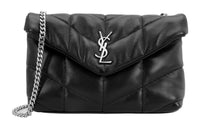 SAINT LAURENT PUFFER Quilting Sheepskin Cloud Bag, Pillow Bag, Crossbody Bag, Shoulder Bag Women's Black