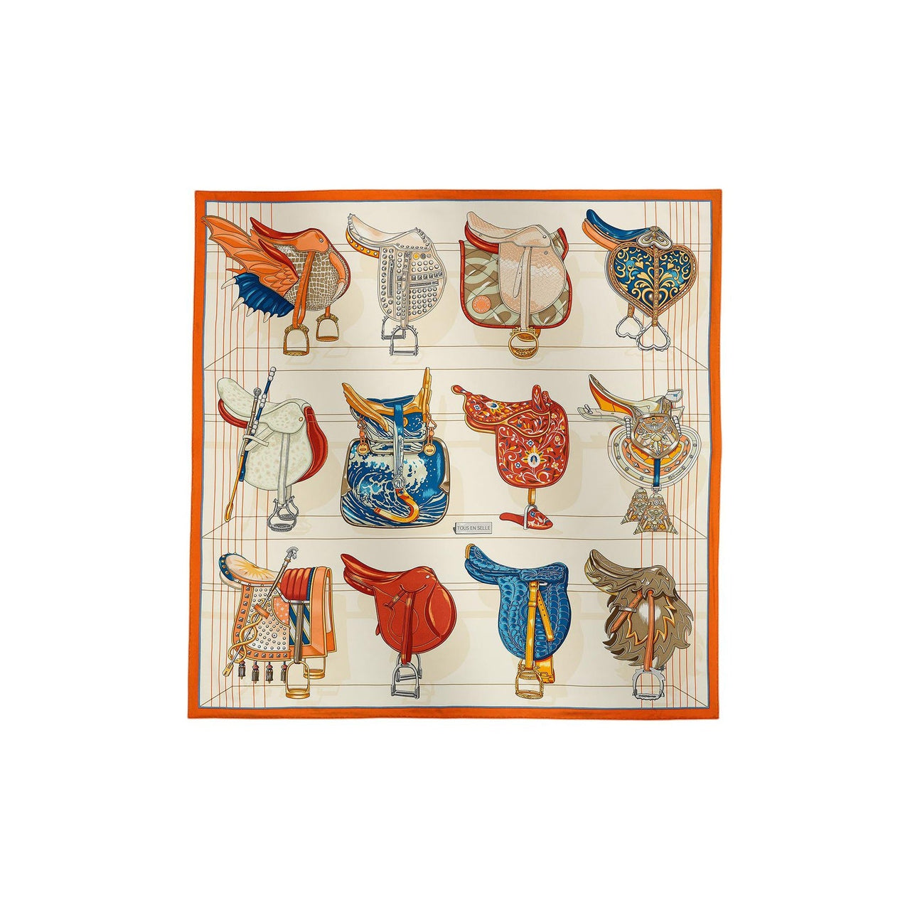 HERMES 2010s Carres 90 Tous En Selle Scarf