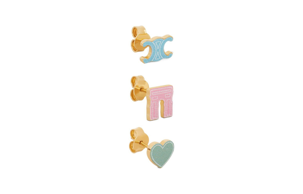 CELINE Glaçon Studs In Brass With Gold Finish And Resin