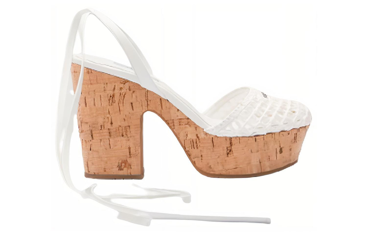 PRADA Chunky Heel High Heels 11cm Women's White