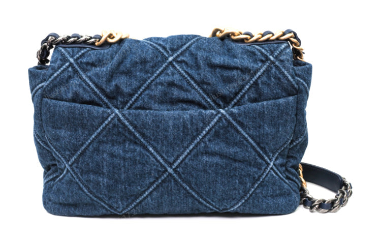 CHANEL 19Bag Denim Denim Flap Bag Messenger Bag Shoulder Bag Crossbody Bag Medium Size Women's Denim Blue