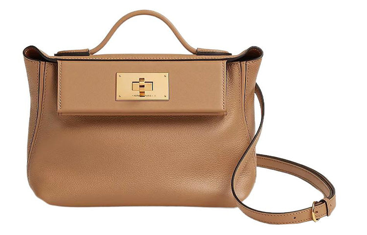 HERMES 24/24 Evercolor Swift Leather Handbag Shoulder Bag Crossbody Bag Mini Women's Masala Tea Brown With Light Tawny