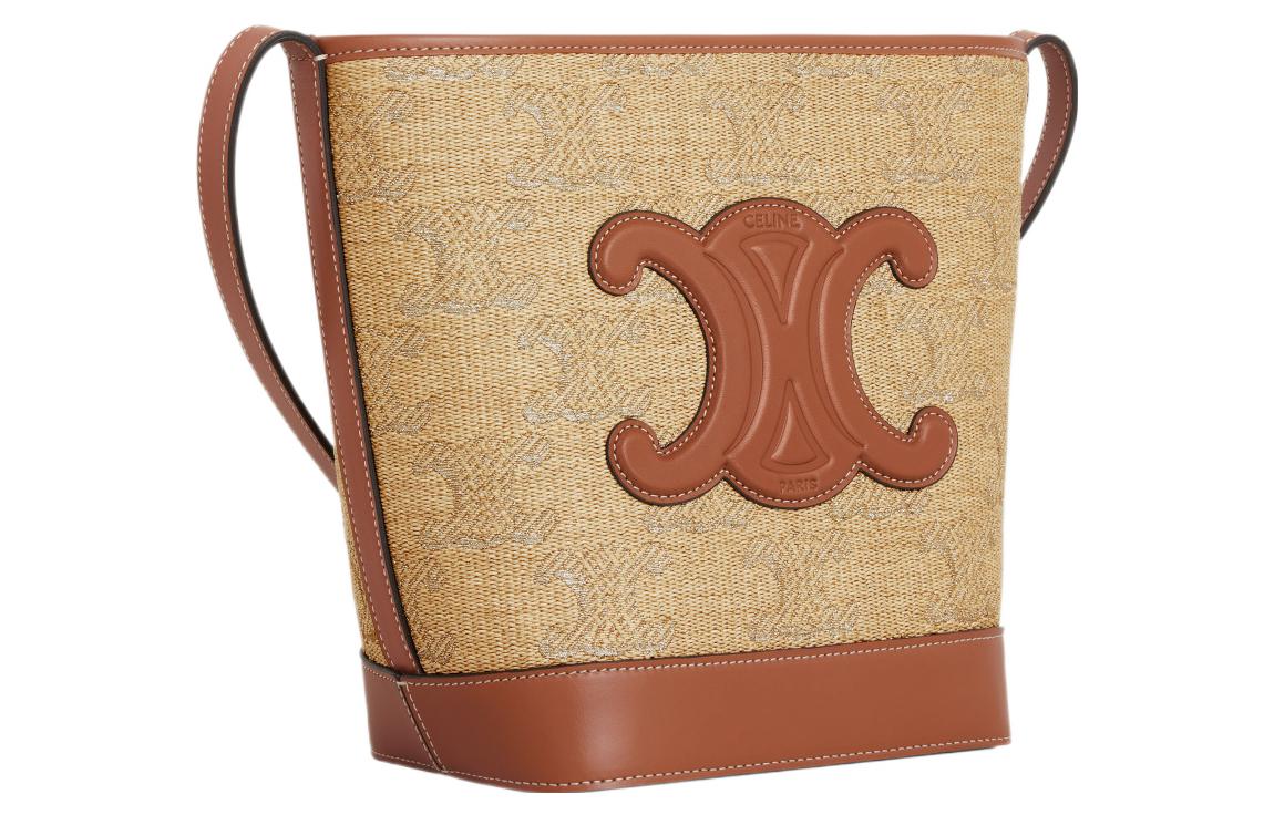 CELINE Fabric Bucket Bags Shoulder Bag Crossbody Bag Small Size Women's Natural/Silver