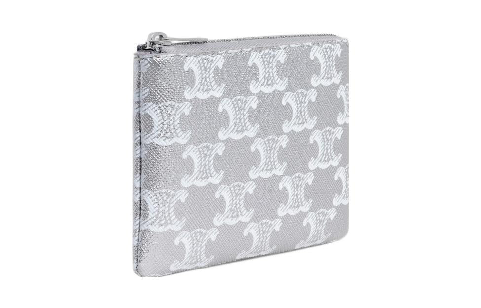 CELINE Canvas Coin Card Holder Men's Silver/White