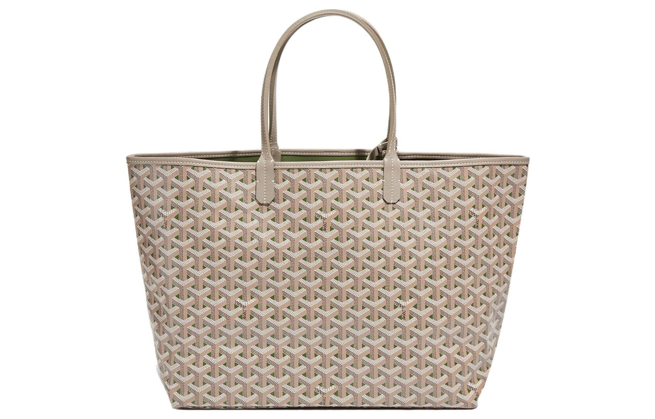 GOYARD Saint Louis Canvas With Leather Combo Tote Bag Handbag Shoulder Bag Small Size Unisex Elephant Gray/Forest Green