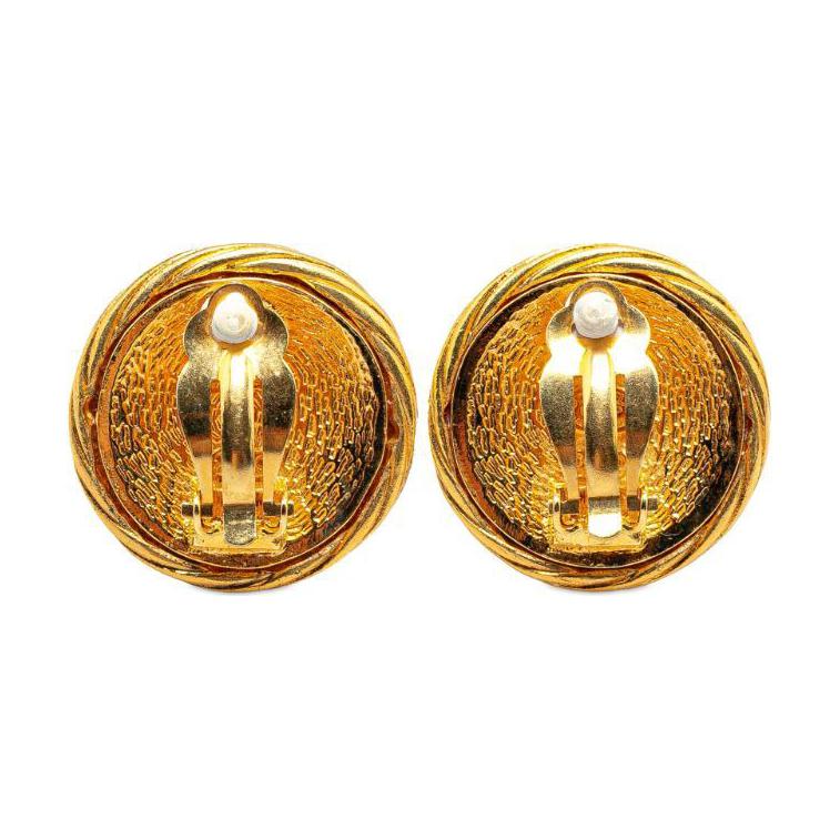 CHANEL 1993 Plated Cc Clip On Earrings Costume Earrings