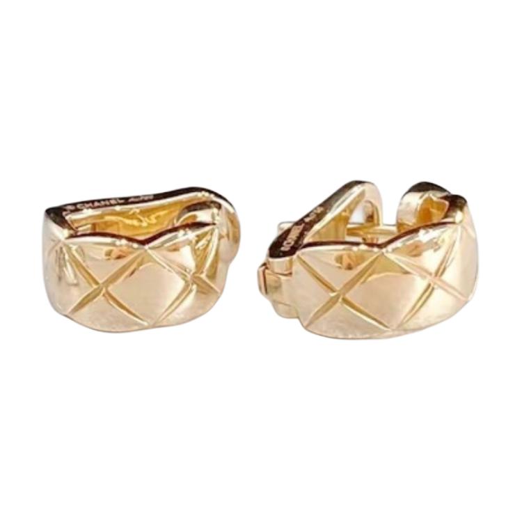 CHANEL 18K Gold Earrings Unisex