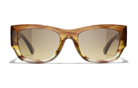 CHANEL Acetate Irregular Shape Sunglasses Women's Brown