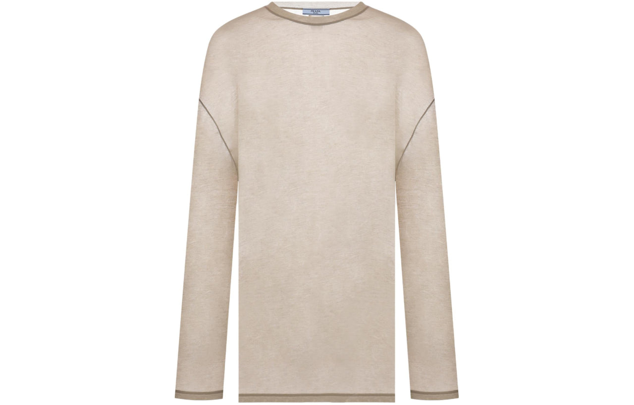 PRADA Drop Shoulder Sleeve T-Shirt Women's Beige