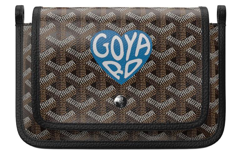 GOYARD Plumet Canvas With Leather Envelope Bag Clutch Crossbody Bag Shoulder Bag Unisex Black/Blue Small Heart Edition