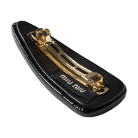 MIU MIU Leather Hair Clips Unisex Black