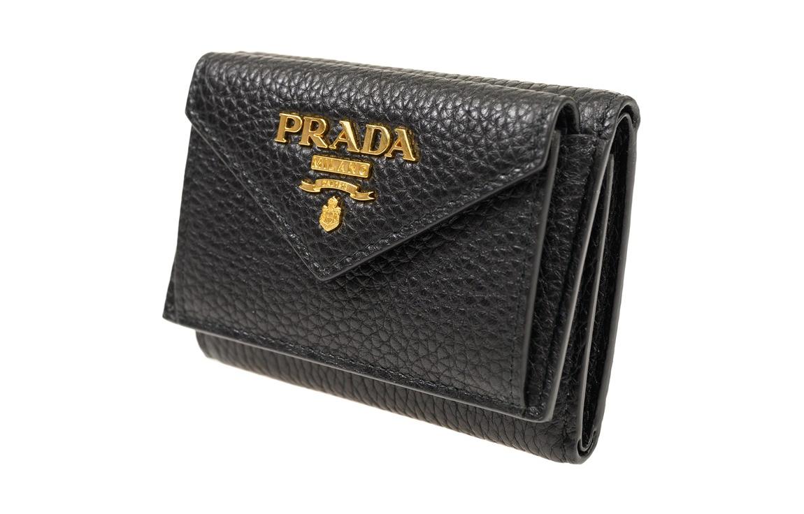 PRADA Cow Leather Wallet Women's Black
