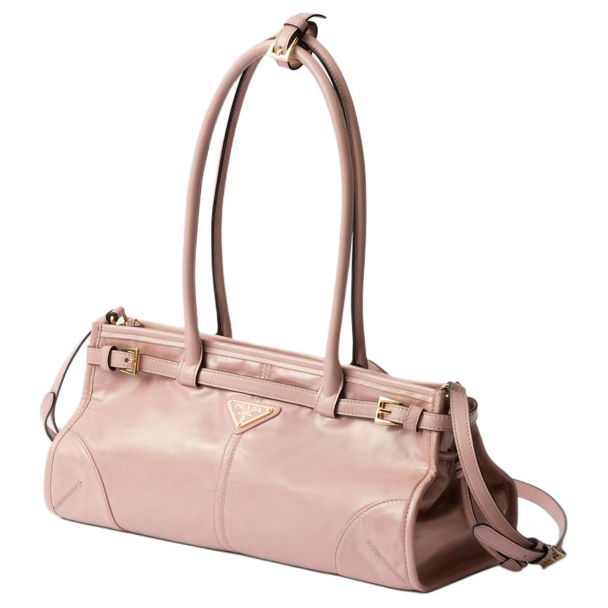 PRADA Cow Leather One Shoulder Handbags Medium Size Women's Lily Of The Valley Blue