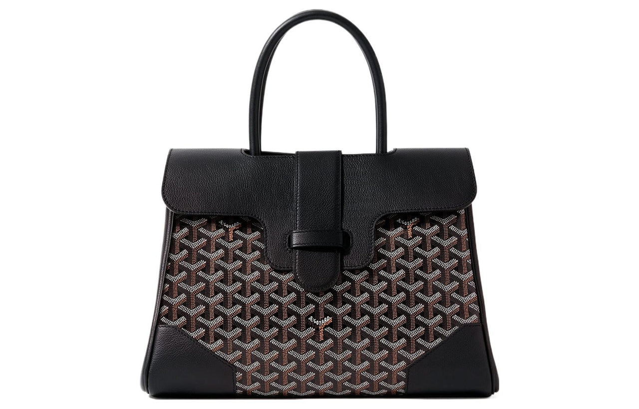 GOYARD Saigon Canvas With Leather Xigong Tote Handbags Shoulder Bags Large Size Unisex Black