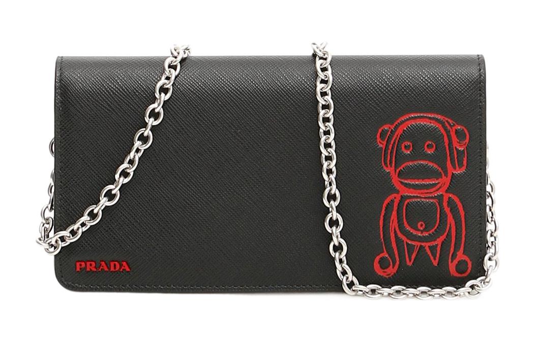 PRADA Cow Leather Crossbody Bag Shoulder Bag Women's Black