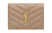 SAINT LAURENT Sheepskin Card Holder Small Size Women's Dusty Gray