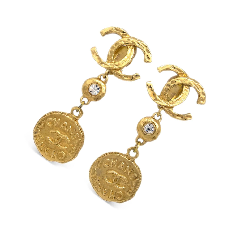 CHANEL 1990 2000s Logo medallion Clip on Earrings