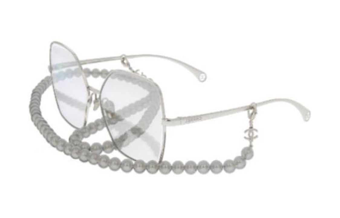 CHANEL - Irregular Shape Eyeglass Frames Women's Silver