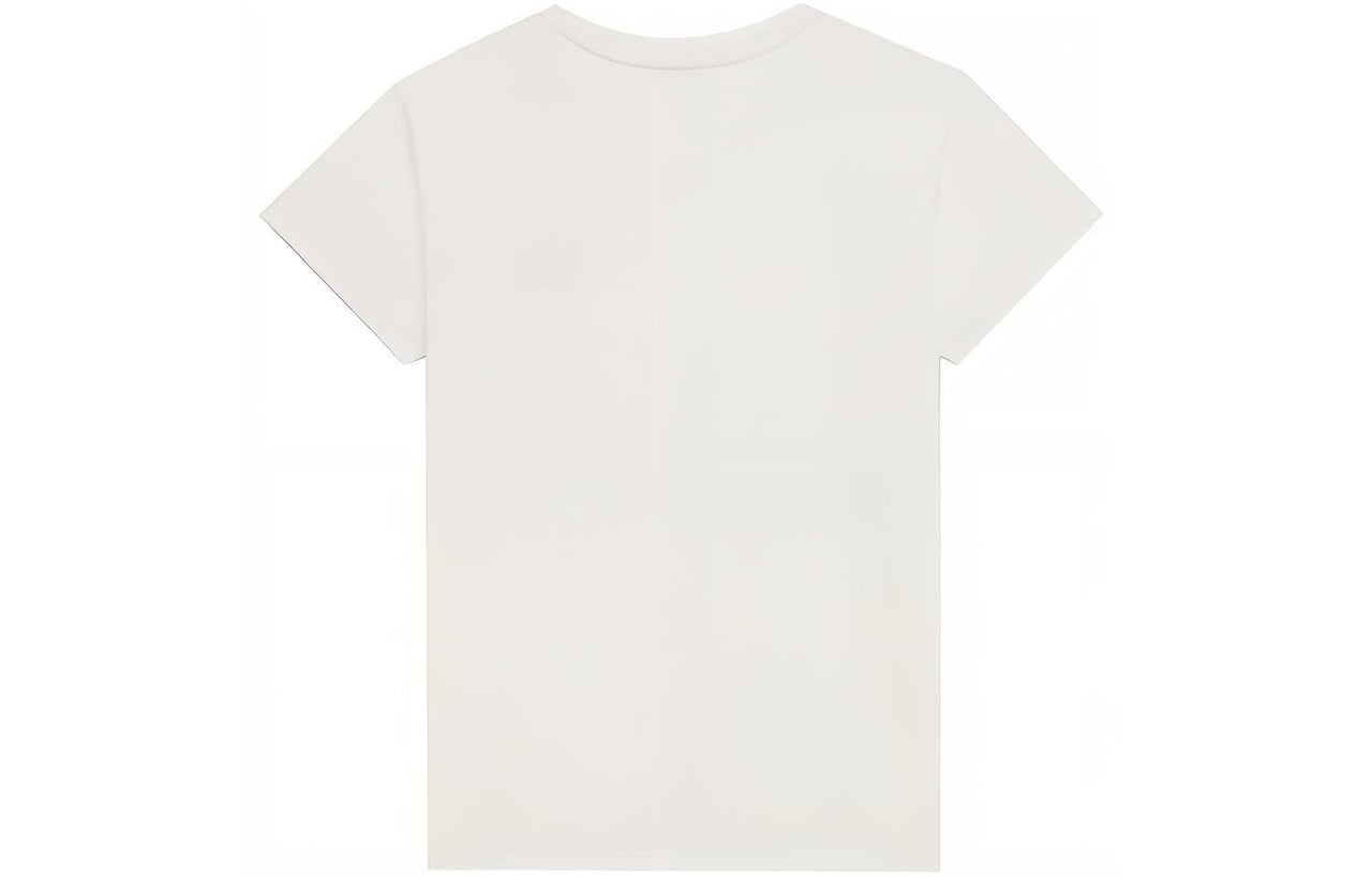 CELINE Cotton Logo Embroidery Short Sleeved Shirt T Shirt Women's Ecru