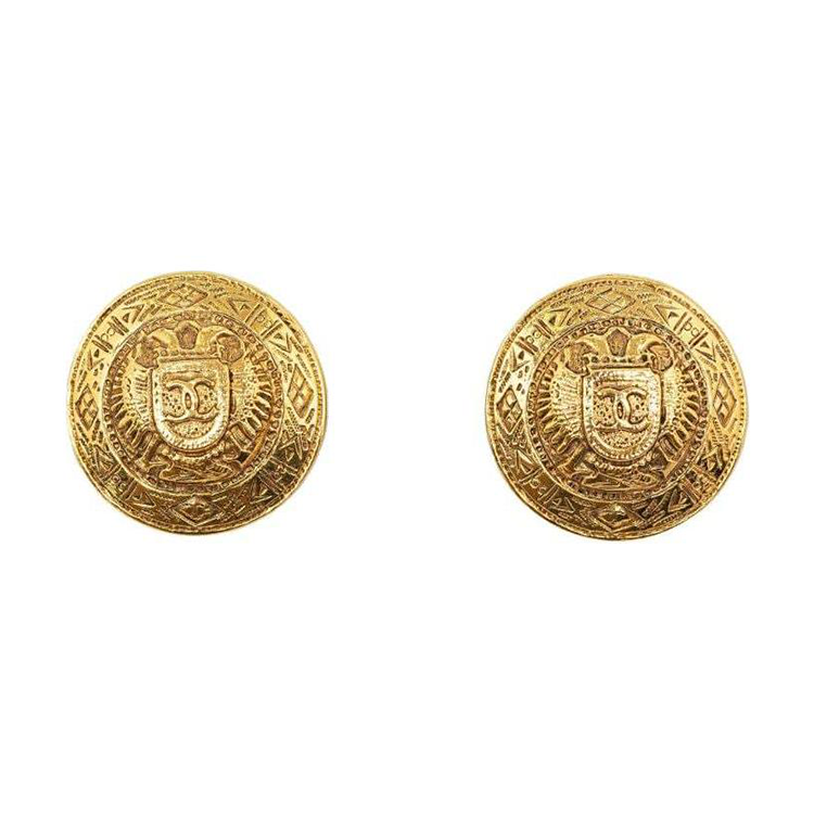 CHANEL 1970-1980 Cc Clip On Costume Earrings