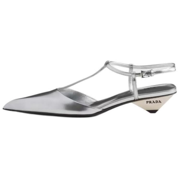 PRADA Cone Heel High Heels 3.5cm Women's Silver