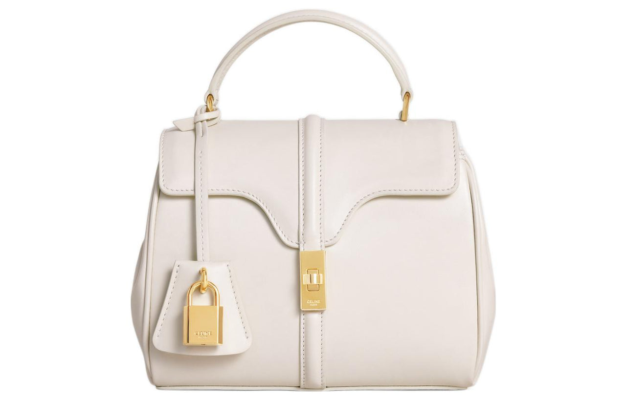 CELINE 16 Satin Calfskin Shoulder Bag, Crossbody Bag, Handbag Mini Women's White