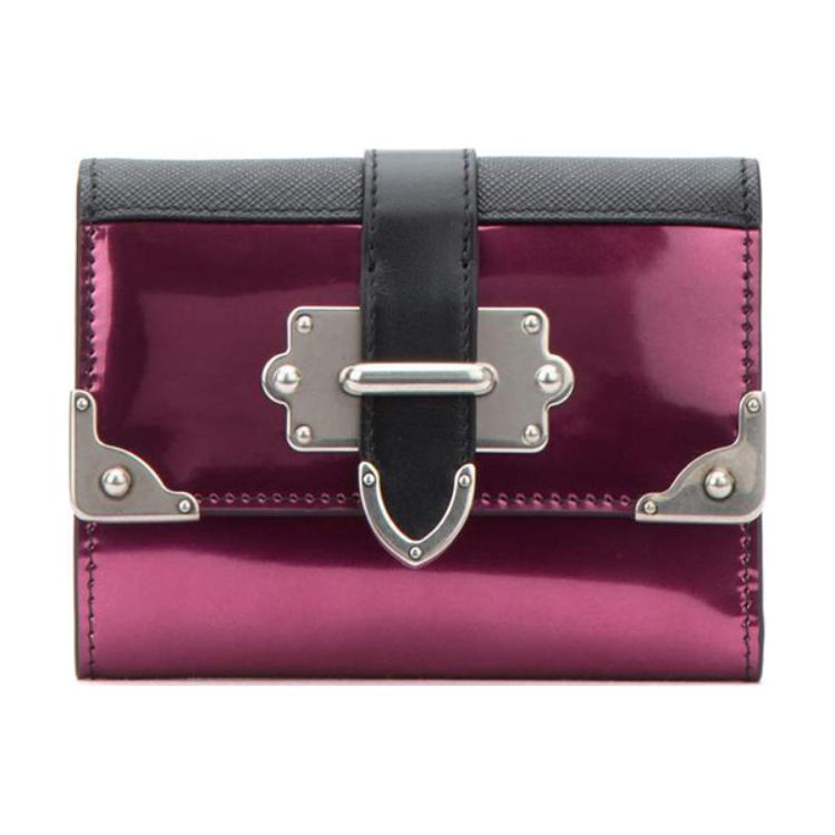 PRADA Cahier Cow Leather Small Square Bag Wallet Women's Red
