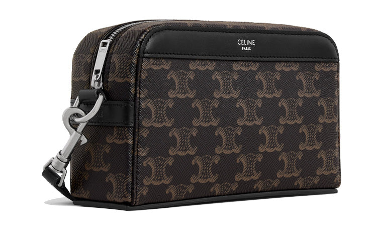CELINE Cow Leather Bowling Bag, Crossbody Bag, Shoulder Bag Men's Black