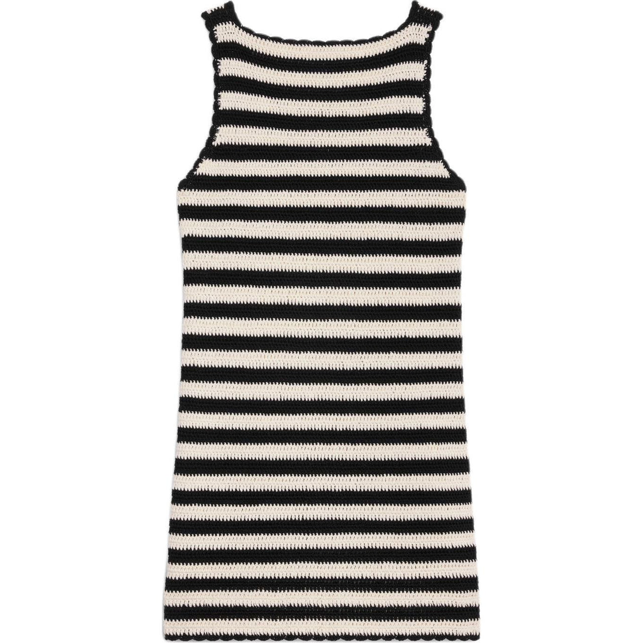 CELINE Triomphe Striped Mini Dress In Crocheted Cotton