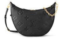 LOUIS VUITTON Loop Embossed Grain Cow Leather Crescent Bag, Handbag, Shoulder Bag, Crossbody Bag Regular Women's Black
