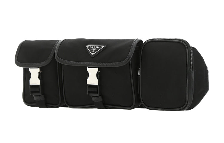 PRADA Cow Leather Fanny Pack Men's Black