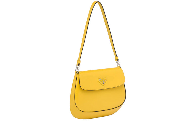 PRADA Cleo Leather Shoulder Bag Women's Bright Yellow