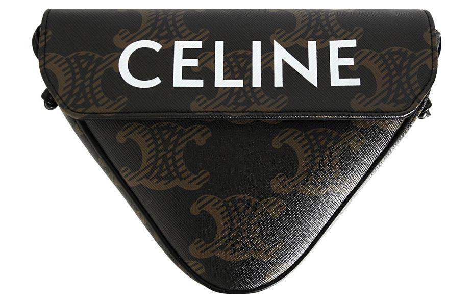 CELINE Canvas With Leather Triangle Bag, Shoulder Bag, Crossbody Bag Women's Brown