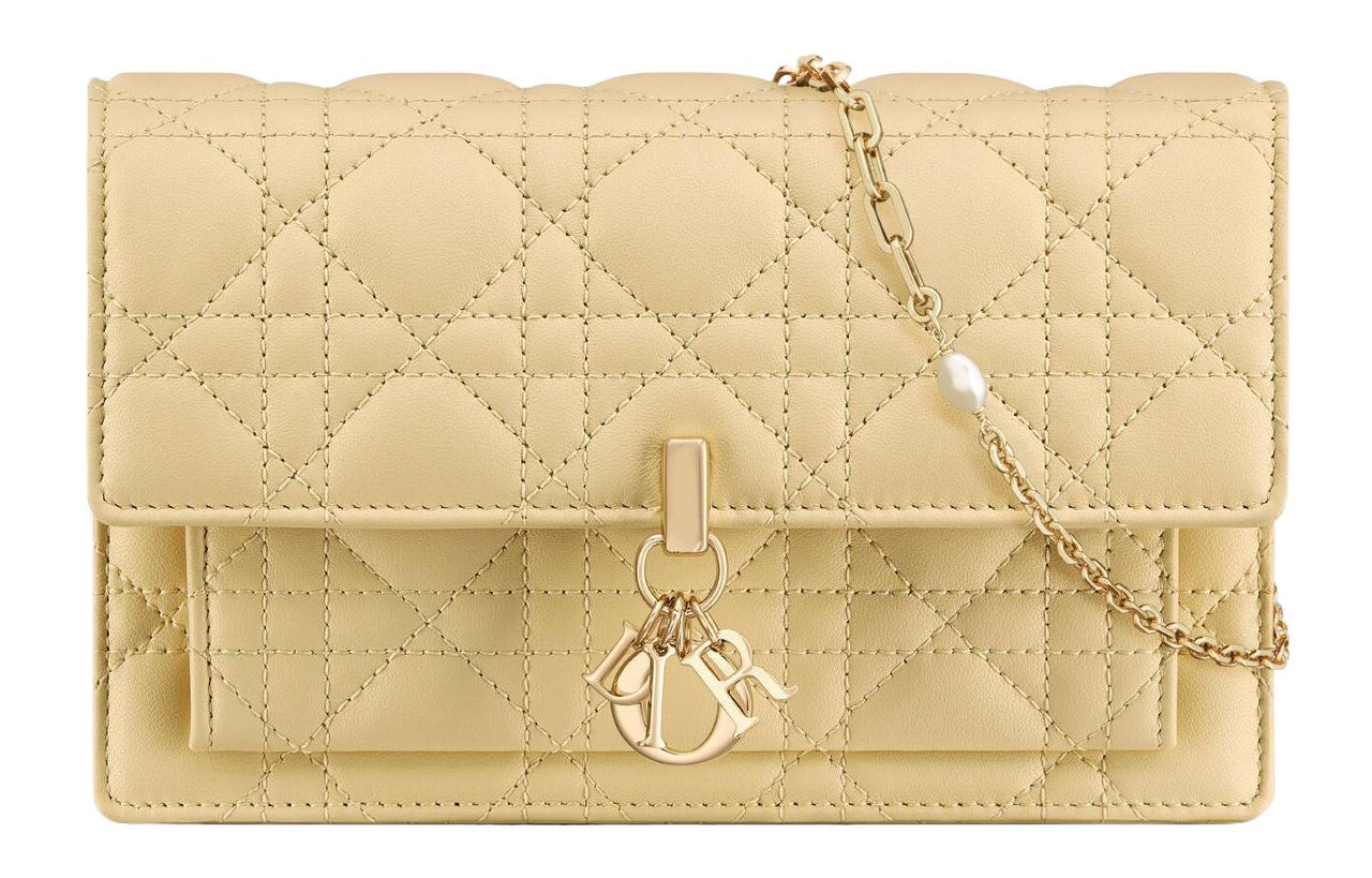 DIOR Lady Dior Sheepskin Handheld Shoulder Bag Crossbody Bag Women's Light Yellow