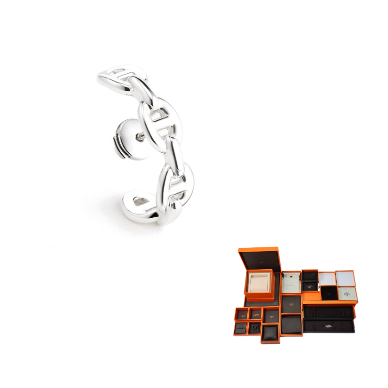 HERMES 925 Sterling Silver Earrings Women's Silver