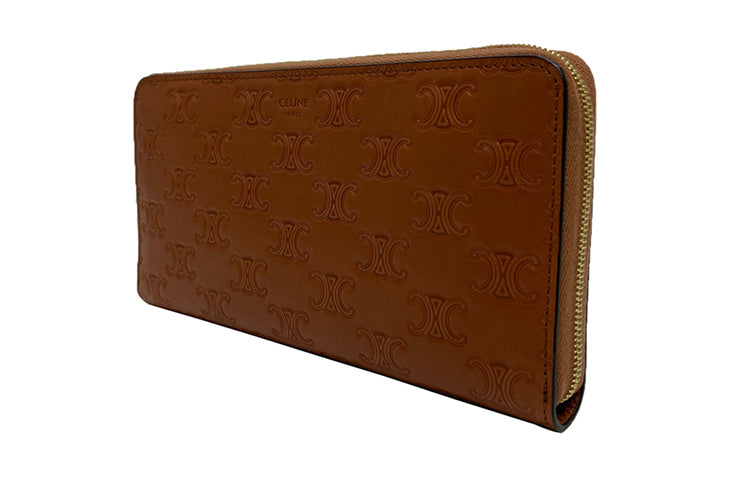 CELINE Cow Leather Wallet Women's Brown