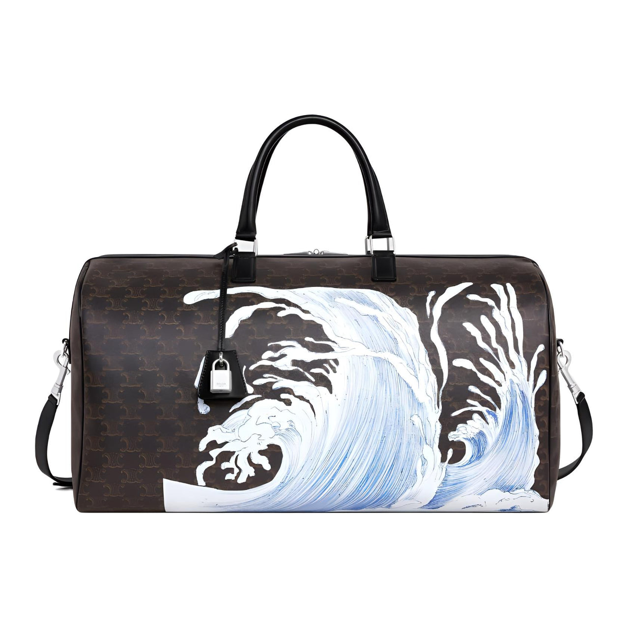 CELINE DAVID WEISS Collaboration Canvas With Calfskin Portable Travel Bag Large Size Men's Black