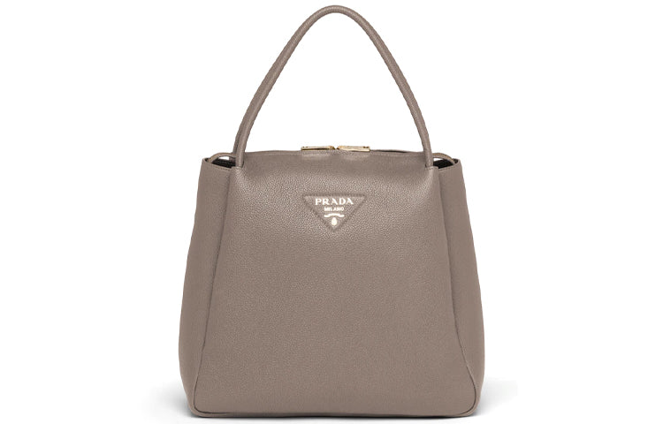 PRADA Deerskin Handbag Medium Size Women's Bamboo Gray